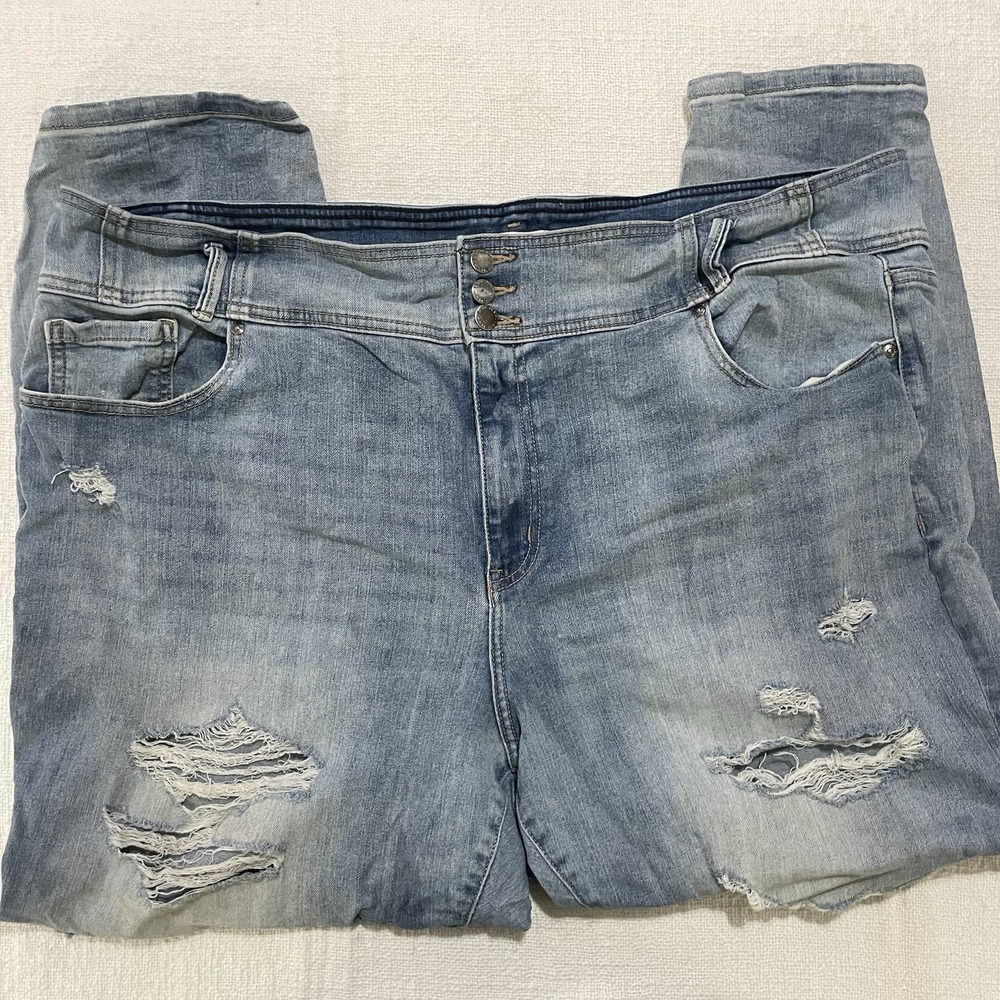 Lane Bryant Flex Magic Waistband Plus 22 Signature Fit Boyfriend Jean Distressed